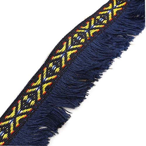 Yalulu 10 Meter Fransen Quaste Besatz aus Polyester Fringe Trim Band für Kleidung DIY Fertigkeit und Dekorieren Nähen Zubehörteil (Marineblau) von Yalulu