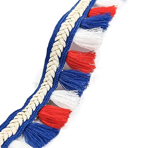 Yalulu 10 Meter Fransenborte Quastenborte Band Trim Spitzenband Spitze Borte Quastenband für Kleidung Näharbeit Nähen Basteln Dekorieren (Blau) von Yalulu