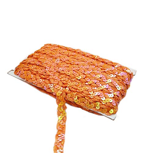 Yalulu 10 Meter Glänzendes Geflochten Zierband Paillettenband Glitzer Borte aus Dekoband Zierband Geschenkband Bortenband Kordelband Nähen DIY Handwerk Bastelprojekte (Orange) von Yalulu