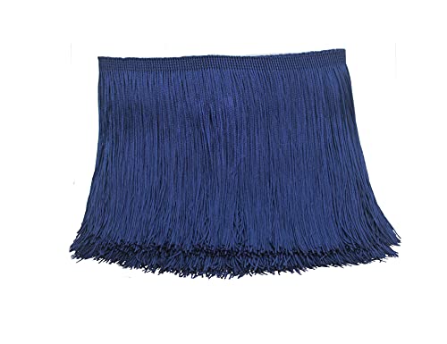 Yalulu 10 Meter Länge 15cm Breite Quaste Seidig Fransen Geschnitten Fransenborte Kostüm Quaste trimmen Garment Apparel Spitzenborte Nähzubehör (Marineblau) von Yalulu