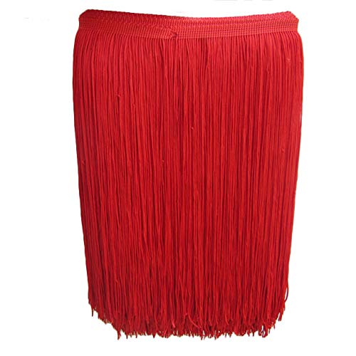 Yalulu 10 Meter Länge 30cm Breite Quaste Schnittfranse Fransen Geschnitten Fransenborte DIY Trimmen Kostüm Lateinisches Kleid Garment Apparel Spitzenborte Nähzubehör (Rot) von Yalulu