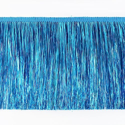 Yalulu 10 Meter Pailletten Fransenborte Lametta Fransenborte Metallic Spitze Quaste Fransenborte für DIY Kleidung Latin Dekoration (Blau) von Yalulu