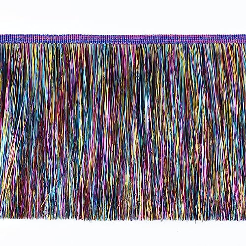 Yalulu 10 Meter Pailletten Fransenborte Lametta Fransenborte Metallic Spitze Quaste Fransenborte für DIY Kleidung Latin Dekoration (Mehrfarbig) von Yalulu