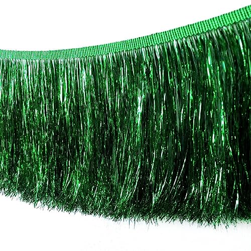 Yalulu 10 Meter Pailletten Fransenborte Lametta Fransenborte Metallic Spitze Quaste Fransenborte für DIY Kleidung Latin Dekoration (Grün) von Yalulu