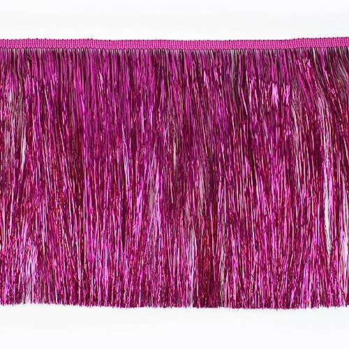 Yalulu 10 Meter Pailletten Fransenborte Lametta Fransenborte Metallic Spitze Quaste Fransenborte für DIY Kleidung Latin Dekoration (Rose Red) von Yalulu