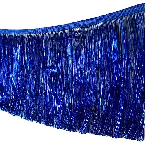 Yalulu 10 Meter Pailletten Fransenborte Lametta Fransenborte Metallic Spitze Quaste Fransenborte für DIY Kleidung lateinische Dekoration (Edelsteinblau) von Yalulu