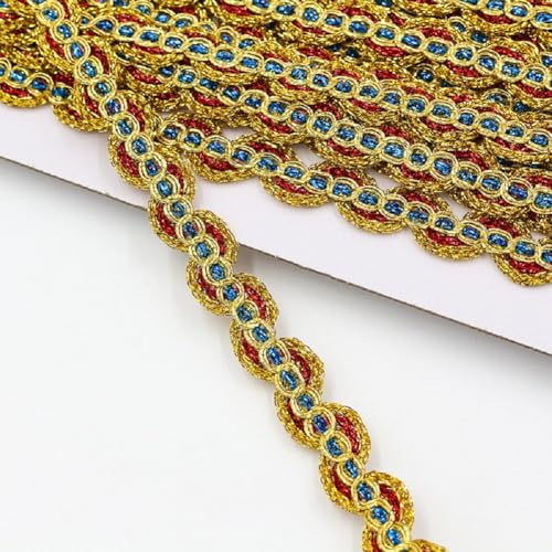 Yalulu 10 Yards Metallic Braid Lace Trim, Paillettenband Glitzer Borte aus Dekoband Zierband Geschenkband Bortenband für Kostüme, Vorhänge Selbermachen (Gold) von Yalulu