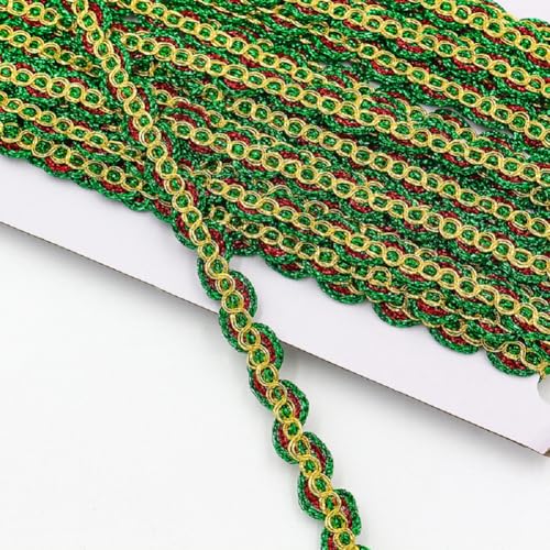 Yalulu 10 Yards Metallic Braid Lace Trim, Paillettenband Glitzer Borte aus Dekoband Zierband Geschenkband Bortenband für Kostüme, Vorhänge Selbermachen (Grün) von Yalulu