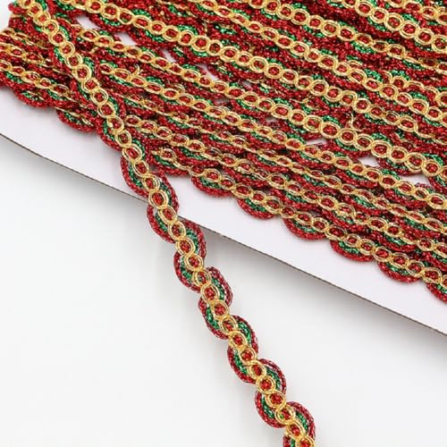 Yalulu 10 Yards Metallic Braid Lace Trim, Paillettenband Glitzer Borte aus Dekoband Zierband Geschenkband Bortenband für Kostüme, Vorhänge Selbermachen (Rot) von Yalulu