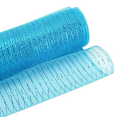 Yalulu 10 Yards Metallic Folie Poly Mesh Band, Metallisch Folie Mesh Ribbon für Kränze Handwerk Haus Dekoration Lieferung (Himmelblau) von Yalulu