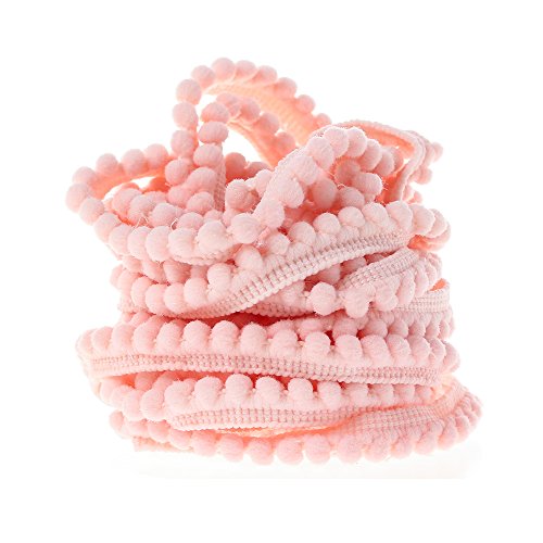 Yalulu 10 Yards Mini Pompons Haarball Ball Lace Spitze Trim Band für Kleidung DIY Fertigkeit und Dekorieren Nähen Zubehörteil (Rosa) von Yalulu