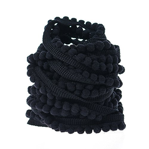 Yalulu 10 Yards Mini Pompons Haarball Ball Lace Spitze Trim Band für Kleidung DIY Fertigkeit und Dekorieren Nähen Zubehörteil (Schwarz) von Yalulu