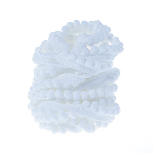 Yalulu 10 Yards Mini Pompons Haarball Ball Lace Spitze Trim Band für Kleidung DIY Fertigkeit und Dekorieren Nähen Zubehörteil (Weiß) von Yalulu