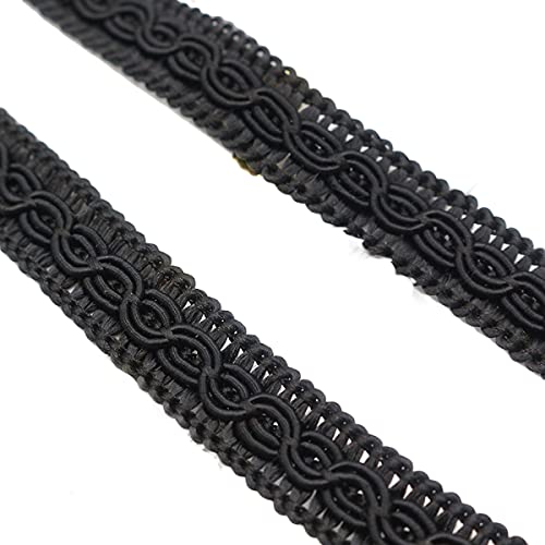 Yalulu 10 Yards Polyester Zierband Borte aus Dekoband Zierband, Schmuckband Spitzenborte Schnur Kordelband Hundertfüßer Geflochtenes Spitzenband (Schwarz) von Yalulu