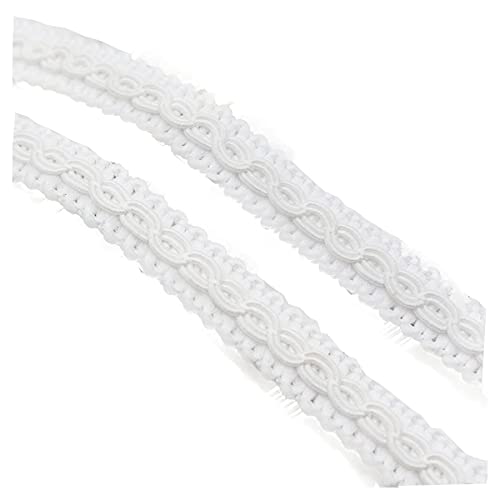 Yalulu 10 Yards Polyester Zierband Borte aus Dekoband Zierband, Schmuckband Spitzenborte Schnur Kordelband Hundertfüßer Geflochtenes Spitzenband (Weiß) von Yalulu