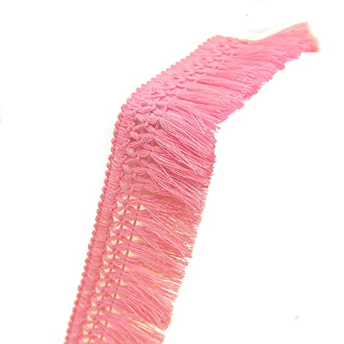 Yalulu 10 Yards Quaste Fransenborte Fransenband Quaste Trim Band Fringe Borte Fransen Quasten Trim Fransen Spitzenborte Dekoband für Kleidung,Kostüme,DIY Nähen (Dunkelrosa) von Yalulu