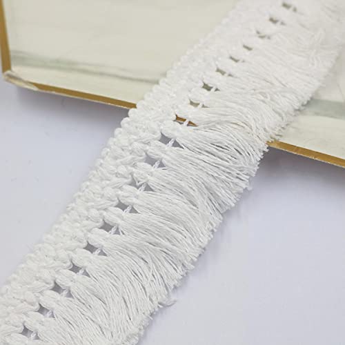 Yalulu 10 Yards Quaste Fransenborte Fransenband Quaste Trim Band Fringe Borte Fransen Quasten Trim Fransen Spitzenborte Dekoband für Kleidung,Kostüme,DIY Nähen (Weiß) von Yalulu