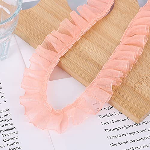 Yalulu 10 Yards Rüschenborte Rüsche Spitzenband, Spitzenbordüre Zum Nähen Rüschenband Spitze Band Spitzenbesatz Spitzenband Handgefertigt Hochzeit Deko (Rosa) von Yalulu