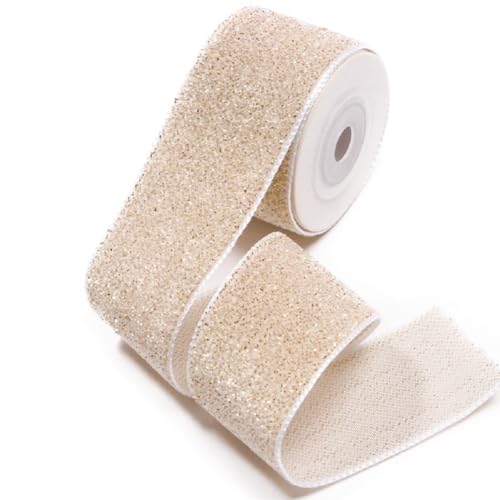 Yalulu 10 Yards Samtband Glitzer Samt Dekoband Schleifenband Schmuckband Geschenkband, Samt Festkantig Velvet Ribbon zum nähen Dekorieren (Beige) von Yalulu