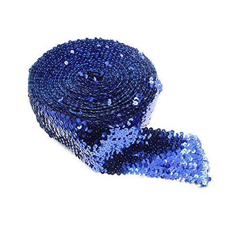 Yalulu 2 Meter Elastisch Glänzendes Paillettenband Glitzer Pailletten Bänder Borten Applikation für Hochzeit Handwerk Basteln (Blau) von Yalulu