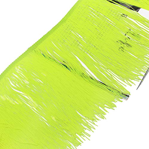 Yalulu 2 Meter x 20cm Quaste Seidig Fransen Tanzfransen Geschnitten Fransenborte Fransenband Kostüm Quaste trimmen Garment Apparel Spitzenborte Nähzubehör (Fluoreszierendes Gelb) von Yalulu