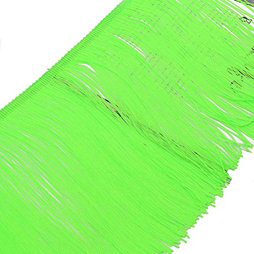 Yalulu 2 Meter x 20cm Quaste Seidig Fransen Tanzfransen Geschnitten Fransenborte Fransenband Kostüm Quaste trimmen Garment Apparel Spitzenborte Nähzubehör (Fluoreszierendes Grün) von Yalulu