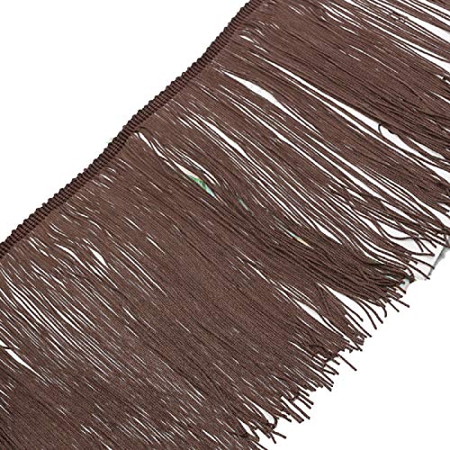 Yalulu 2 Meter x 20cm Quaste Seidig Fransen Tanzfransen Geschnitten Fransenborte Fransenband Kostüm Quaste trimmen Garment Apparel Spitzenborte Nähzubehör (Kaffee) von Yalulu