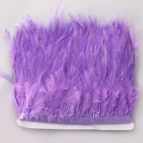 Yalulu 2 Yards Hahn Federborte Feather Fringe Trim, 9-15cm Federn Borte Fransen mit Satinband Schleifenband DIY Nähen Kostüm Deko (Hellviolett) von Yalulu