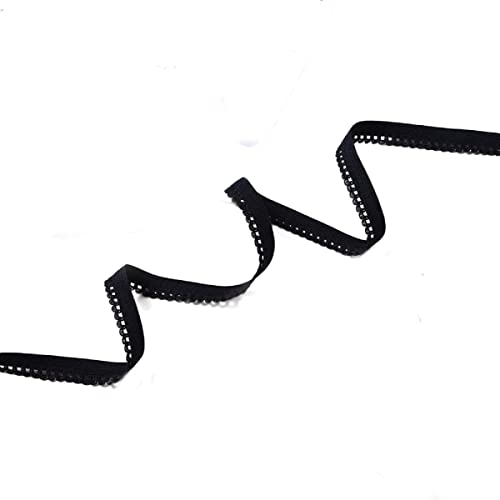 Yalulu 20 Meter 10 mm Breite Spitze Elastisch Band Verzierung Spitzenband Blumen Kantenbesatz zum Nähen Basteln Unterwäsche Dekor (Schwarz) von Yalulu