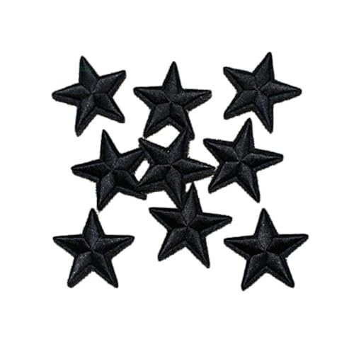 Yalulu 20 Stück Schwarz Star Patches Aufnäher Aufbügler Applikation zum aufbügeln Bügelbild Sticker Aufnäher DIY Kleidung Jeans Taschen Patch von Yalulu