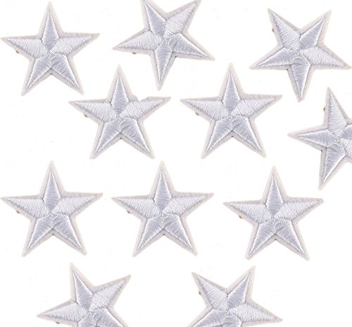 Yalulu 20 Stück Weiß Star Patches Aufnäher Aufbügler Applikation zum aufbügeln Bügelbild Sticker Aufnäher DIY Kleidung Jeans Taschen Patch von Yalulu