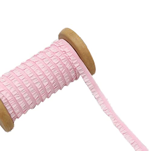 Yalulu 20 Yards Rüschen-Spitzenband Dekoband Zierband Spitzenstoff Spitzenborte Plissierte Einfassungen Stoff zum Stoff Nähen bestickte Applikation (Rosa) von Yalulu