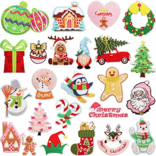 Yalulu 23 Stück Weihnachts Patches Aufbügeln Bügelbilder, Weihnachtsmann Bügelbilder Bügelflicken Aufbügel Aufnäher Patches Aufbügelbilder Aufbügelflicken von Yalulu