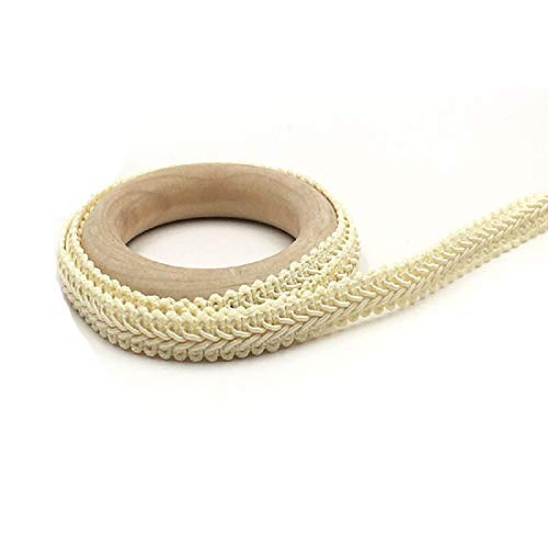 Yalulu 25 Meter Geflochten Zierband Borte aus Dekoband Zierband Geschenkband Spitzenborte Schnur Kordelband Nähen Handwerk Hochzeit Deko (Beige) von Yalulu