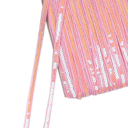 Yalulu 25 Meter Glänzendes Geflochten Zierband Paillettenband Glitzer Borte Paillettenborte Zierband Geschenkband Bortenband Nähen DIY Handwerk Bastelprojekte (Rosa) von Yalulu