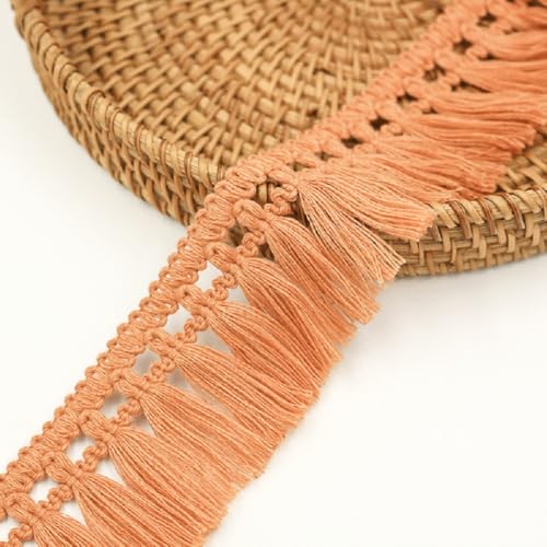 Yalulu 25 Meters Quaste Fransenborte Fransenband Quaste Trim, 5cm Spitzenbesatz zum Nähen Kantenbesatz Spitzenband Vorhang Kleidung Heim Hochzeit Dekor (Orange) von Yalulu