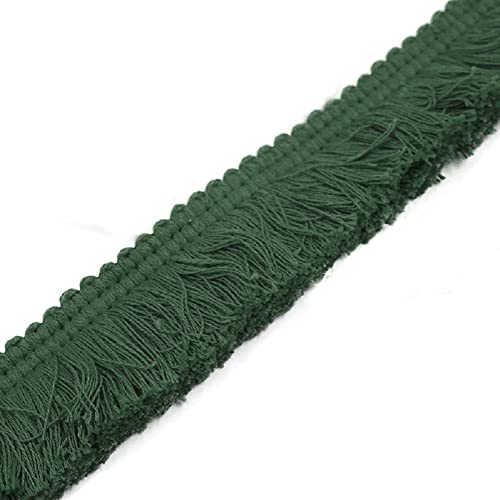 Yalulu 38 mm x 5 Meter Quasten Borte, Fransenborte Quaste Trim Band Fransen Spitzenborte Kostüm Quaste Trimmen Garment Apparel Spitzenborte Nähzubehör (Dunkelgrün) von Yalulu