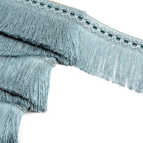 Yalulu 4 Yards Quaste Fransen Trim, Vorhang Trim Fransenborte Fransenband Kostüm Quaste Trimmen fur DIY Nähzubehör Vorhang Trimmen Apparel (Blau-Grau) von Yalulu