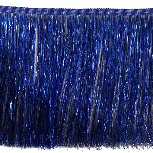 Yalulu 5 Meter Fransenborte Spitze Lametta Fransen Quaste Lametta Trim Tanz Kostüm Fransen Trimmen für DIY Handwerk Kleidung Zubehör (Edelsteinblau) von Yalulu