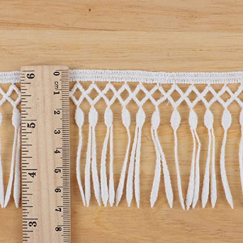 Yalulu 5 Yard Spitze Quaste Trim 7CM Baumwolle Quasten schneiden Fransen Quasten Spitze Häkelband Spitzenborte Häkelspitze Spitzenband zum Nähen DIY Zubehör (Weiß) von Yalulu