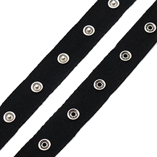 Yalulu 5 Yard x 25mm Polyester Nähen Druckknöpfe Klebeband Druckknopfband Reißverschluss Mit Metallknöpfen Zum Nähen von DIY-Zubehör (Schwarz) von Yalulu