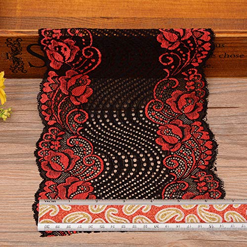 Yalulu 5 Yards Elastische Spitze Trim Blume Spitzenband Trim DIY Kunsthandwerk Weich Wunderschöne Spitzenbordüre Nähen (Rot) von Yalulu