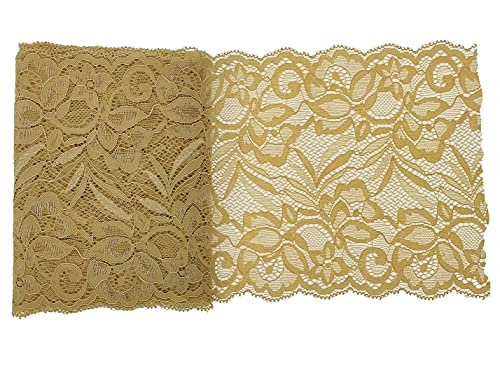 Yalulu 5 Yards Elastizität Spitzenbordüre Band DIY Handwerk Farbband mit Spitzen für Handwerk Dessous Hochzeitskleid Hochzeit Dekor 15cm Breite (Beige) von Yalulu