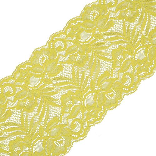 Yalulu 5 Yards Elastizität Spitzenbordüre Band DIY Handwerk Farbband mit Spitzen für Handwerk Dessous Hochzeitskleid Hochzeit Dekor 15cm Breite (Gelb) von Yalulu