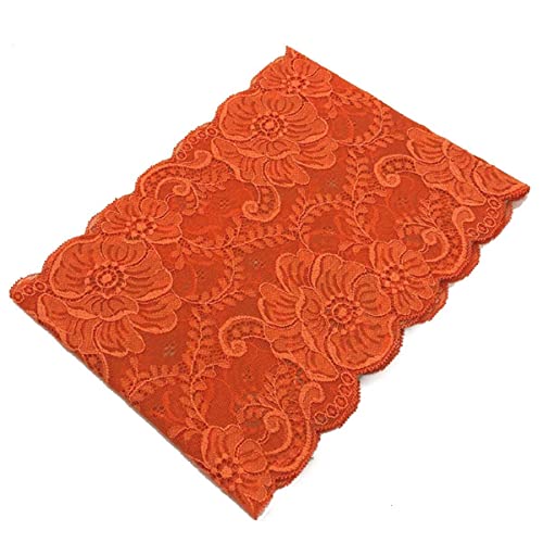 Yalulu 5 Yards Elastizität Spitzenborte Spitzenband Spitzenbordüre Zierband Farbband Spitze Blume Borte für Handwerk Dessous Tischdekoration Dekor 18cm Breite (Orange) von Yalulu