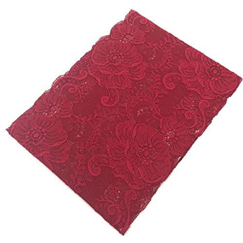 Yalulu 5 Yards Elastizität Spitzenborte Spitzenband Spitzenbordüre Zierband Farbband Spitze Blume Borte für Handwerk Dessous Tischdekoration Dekor 18cm Breite (Weinrot) von Yalulu