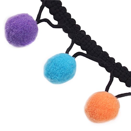 Yalulu 5 Yards Mehrfarbig Pom Pom Pompom Hairball Ball Lace Spitze Quaste Trim Band für DIY Fertigkeit und Dekorieren Nähen Zubehörteil (Schwarz) von Yalulu