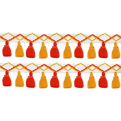 Yalulu 5 Yards Quaste Trim Bommelborte Quasten Fransen Spitzenborte Farbig Näharbeit DIY Handwerk (Orange) von Yalulu