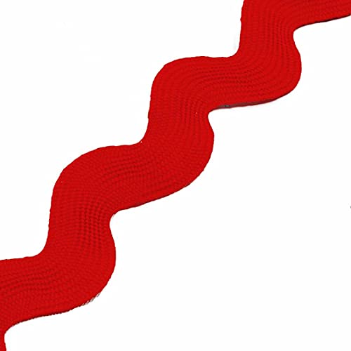 Yalulu 5 Yards x 2.5cm Polyester Nähgarnituren Wellenförmiges Band S Form Stoff Spitze DIY Bekleidungszubehör für Kleid Taschen Nähzubehör (Rot) von Yalulu