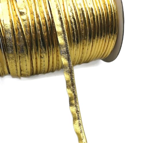 Yalulu 50 Yards PU-Leder Paspelband aus Kunstleder, 1 cm Breite Lippenkordel-Besatz Paspelband zum Nähen Für Kleidungsstück, Nähen, Trimmen (Gold) von Yalulu